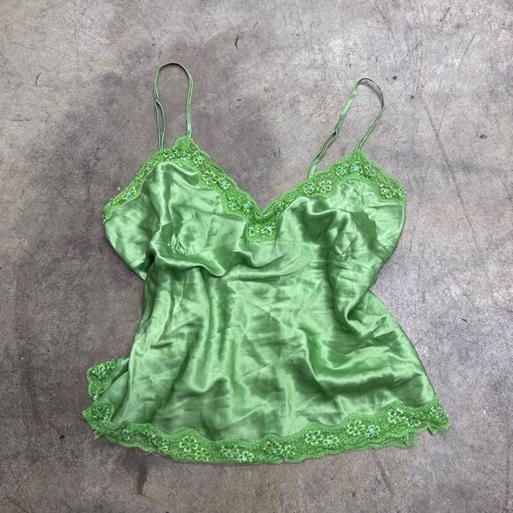 Vintage y2k retro 100% silk lace sequin babydoll cami - Picture 1 of 6